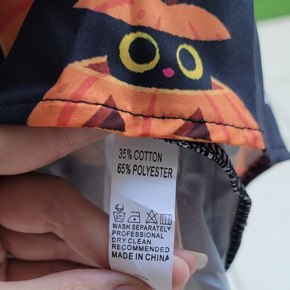 Little Black ✦ Halloween Pumpkin Dress ✦ Ribbon Belt Scalloped Sweetheart M - Picture 9 of 16